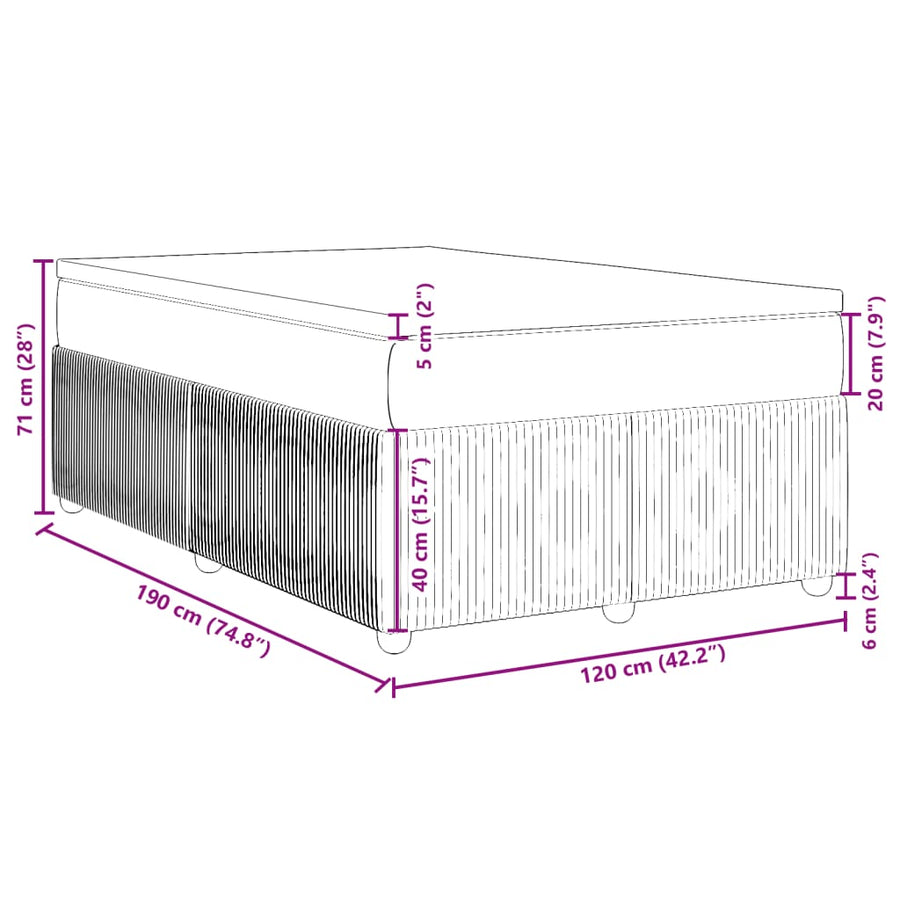 Boxspring met matras stof donkerbruin 120x190 cm