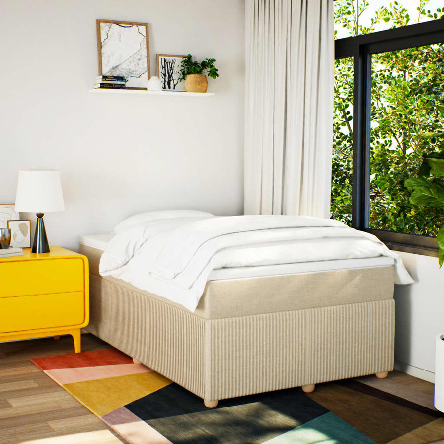 Boxspring met matras stof crèmekleurig 120x190 cm