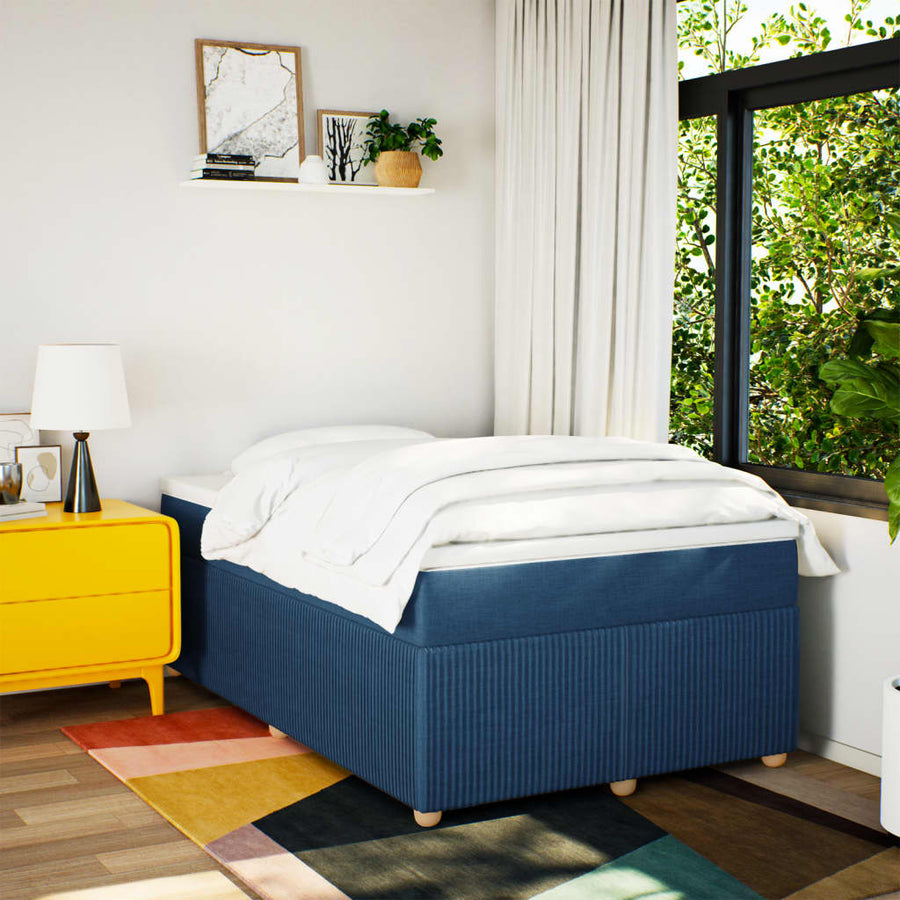 Boxspring met matras stof blauw 120x190 cm