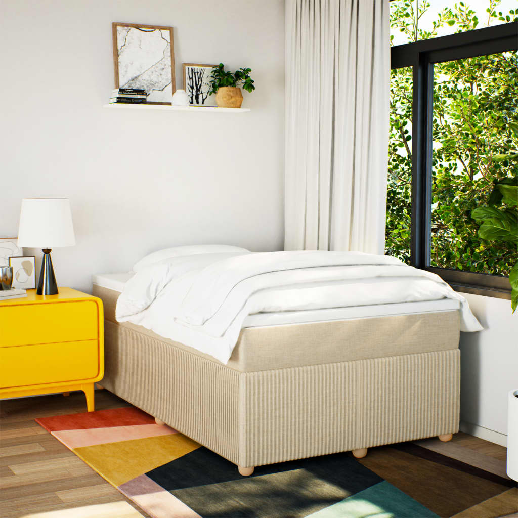 Boxspring met matras stof crèmekleurig 120x200 cm