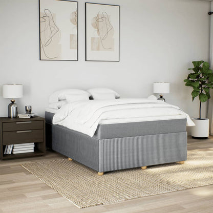 Boxspring met matras stof lichtgrijs 140x190 cm