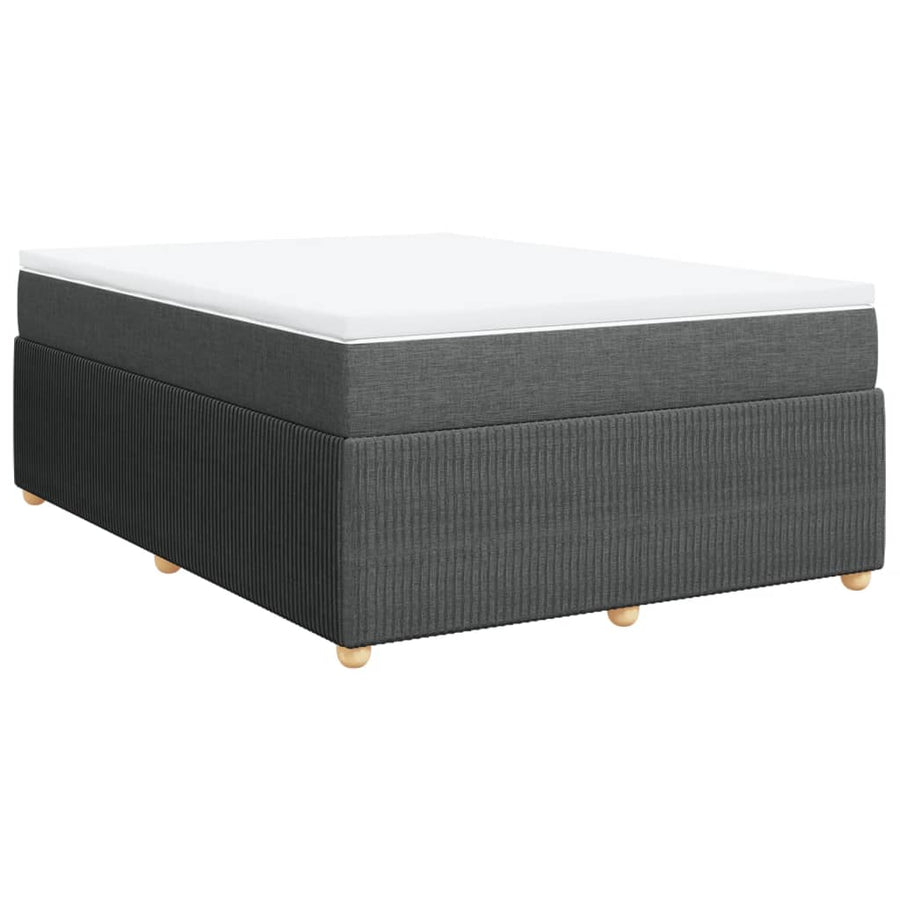 Boxspring met matras stof donkergrijs 140x190 cm