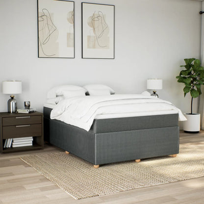 Boxspring met matras stof donkergrijs 140x190 cm
