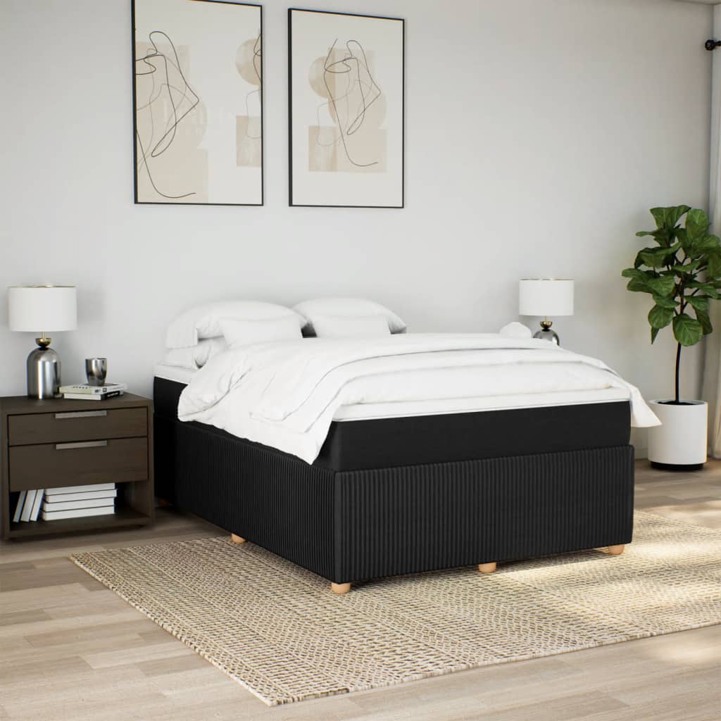 Boxspring met matras stof zwart 140x190 cm