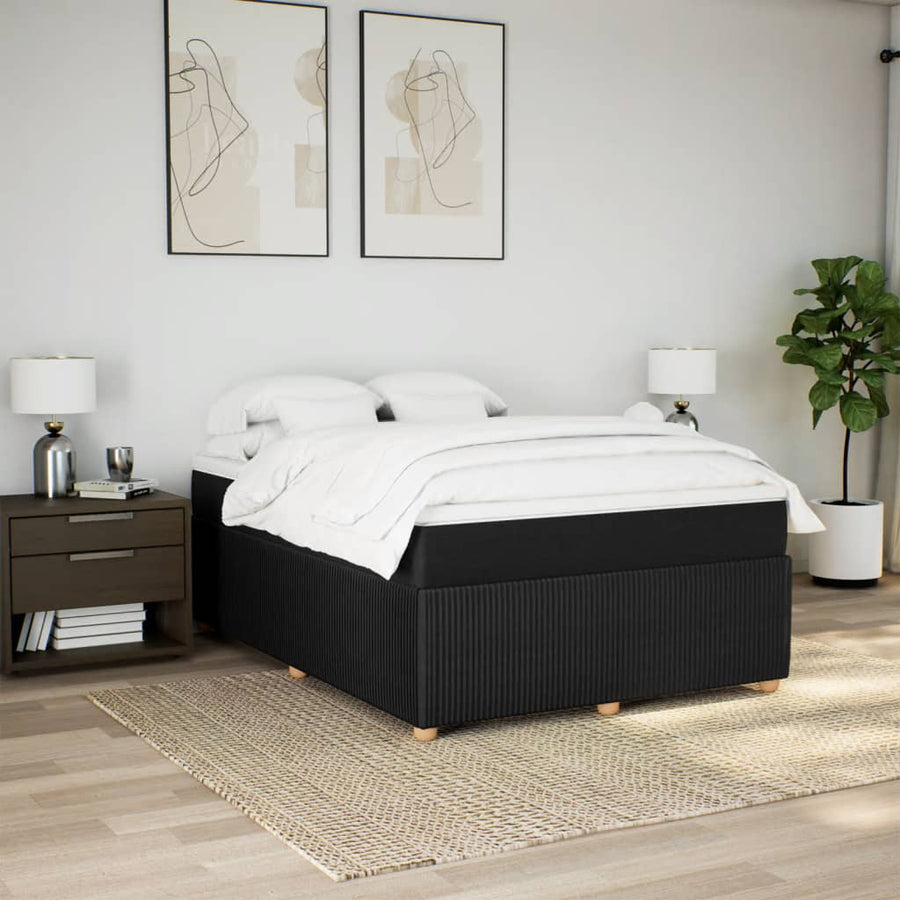 Boxspring met matras stof zwart 140x190 cm