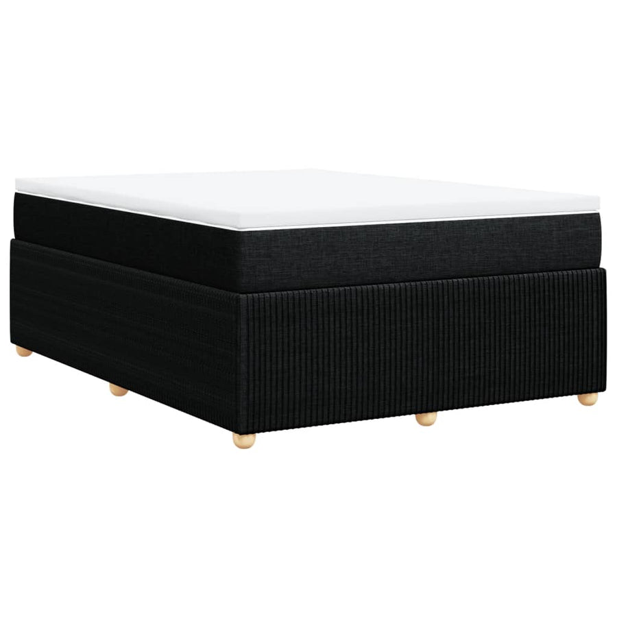 Boxspring met matras stof zwart 140x190 cm