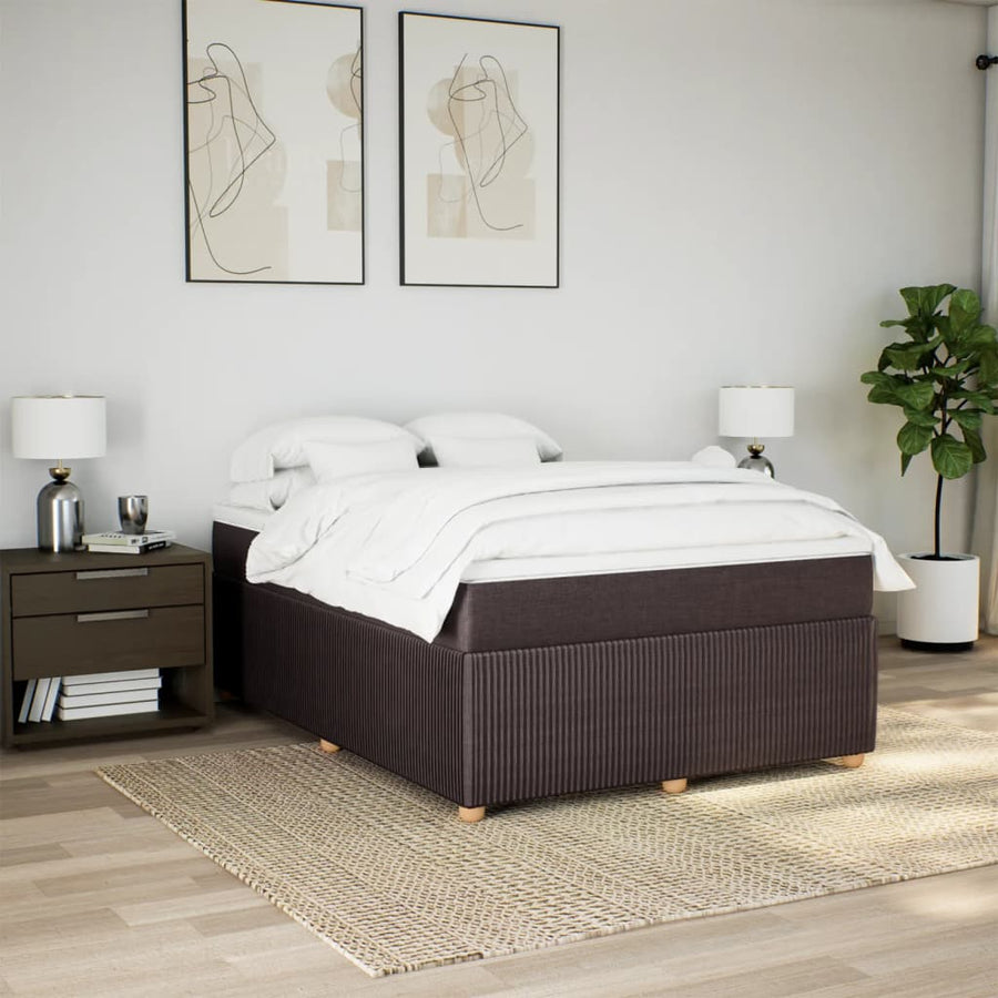 Boxspring met matras stof donkerbruin 140x190 cm