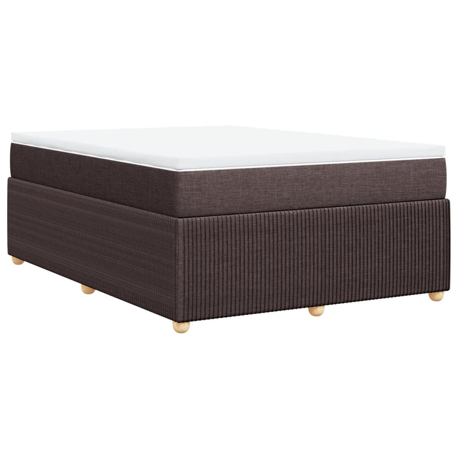 Boxspring met matras stof donkerbruin 140x190 cm