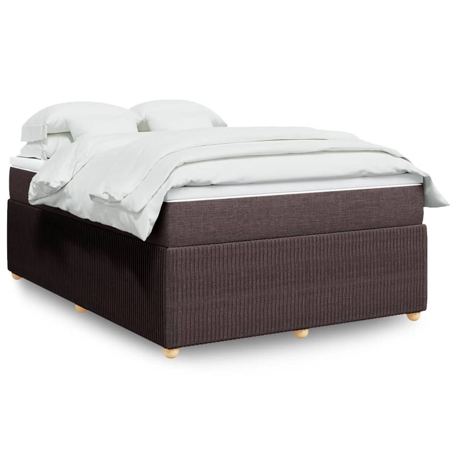 Boxspring met matras stof donkerbruin 140x190 cm