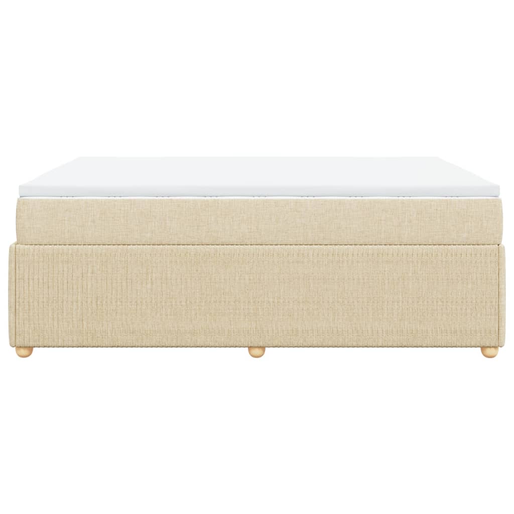 Boxspring met matras stof crèmekleurig 140x190 cm