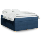 Box spring with fabric mattress blue 140x190 cm