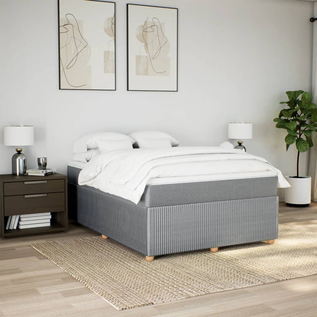 Boxspring met matras stof lichtgrijs 140x200 cm