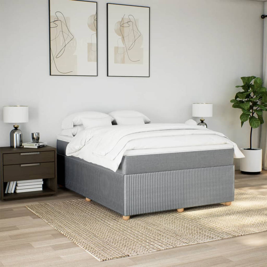 Boxspring met matras stof lichtgrijs 140x200 cm