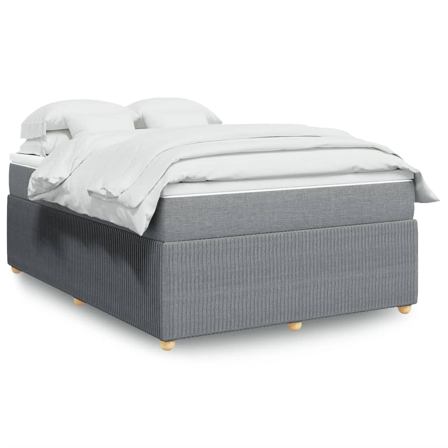 Boxspring met matras stof lichtgrijs 140x200 cm