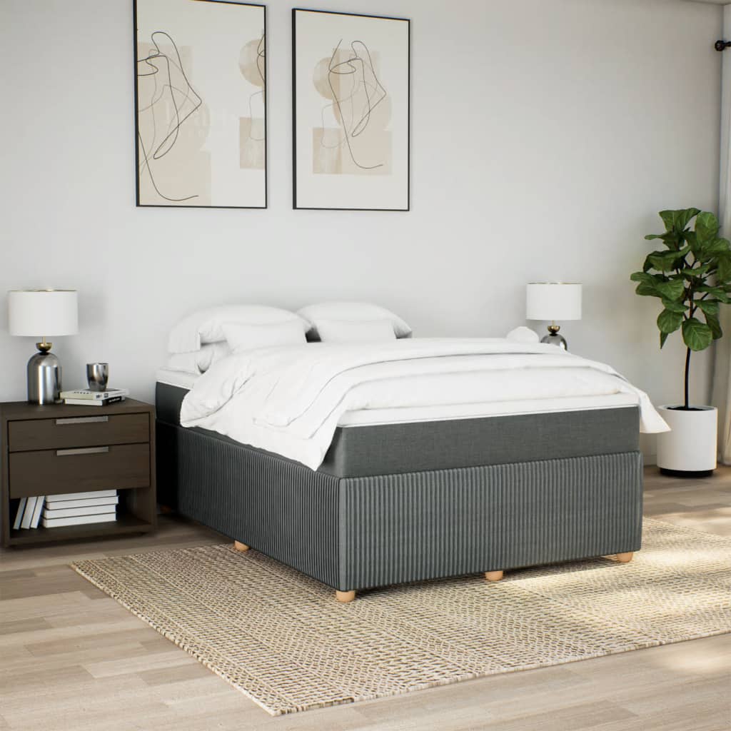 Boxspring met matras stof donkergrijs 140x200 cm