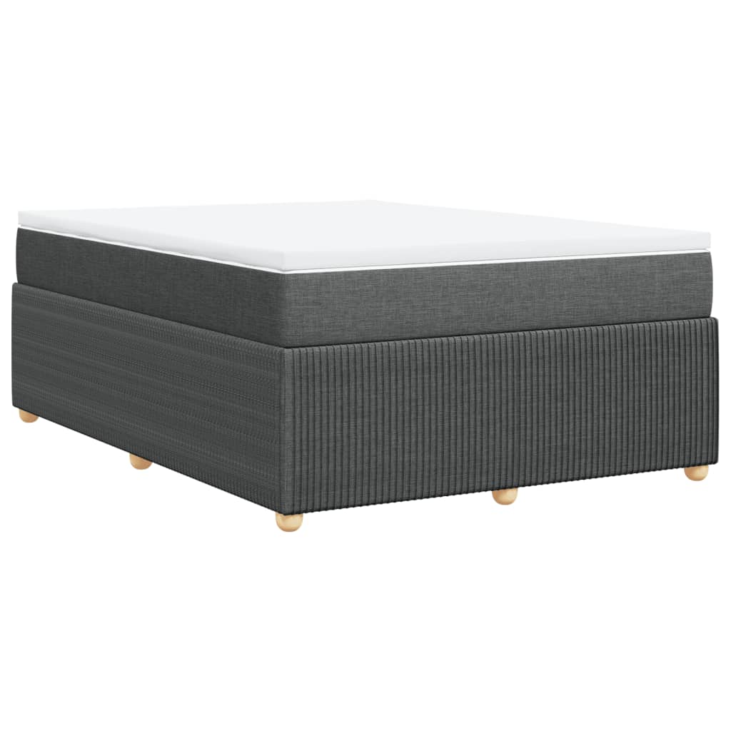 Boxspring met matras stof donkergrijs 140x200 cm