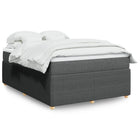 Dark grey fabric box spring with mattress 140x200 cm