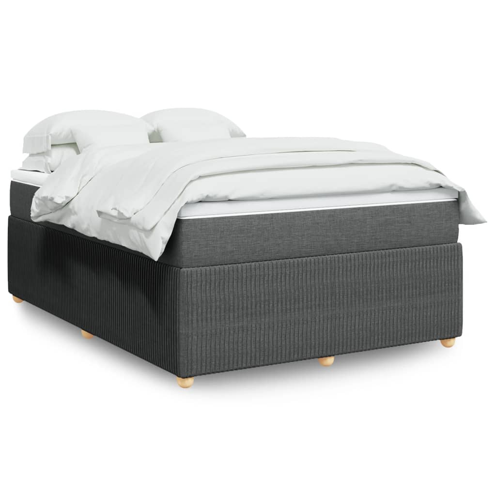 Boxspring met matras stof donkergrijs 140x200 cm