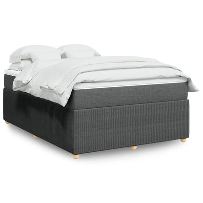 Boxspring met matras stof donkergrijs 140x200 cm