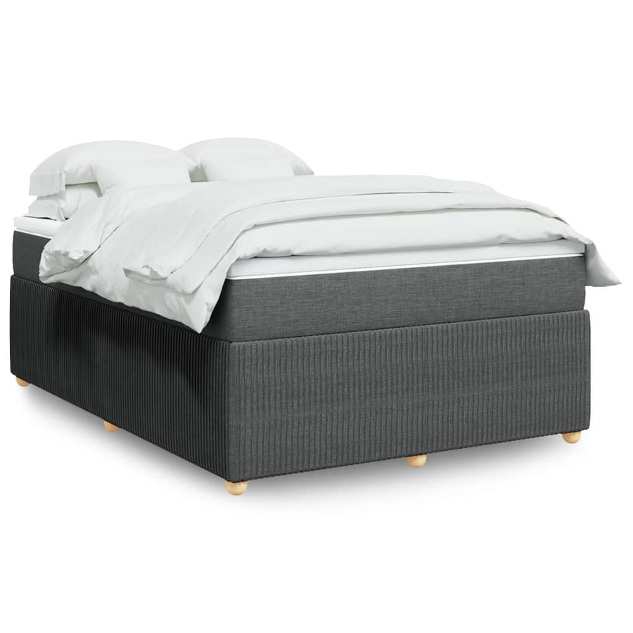 Boxspring met matras stof donkergrijs 140x200 cm