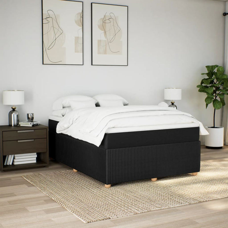 Boxspring met matras stof zwart 140x200 cm