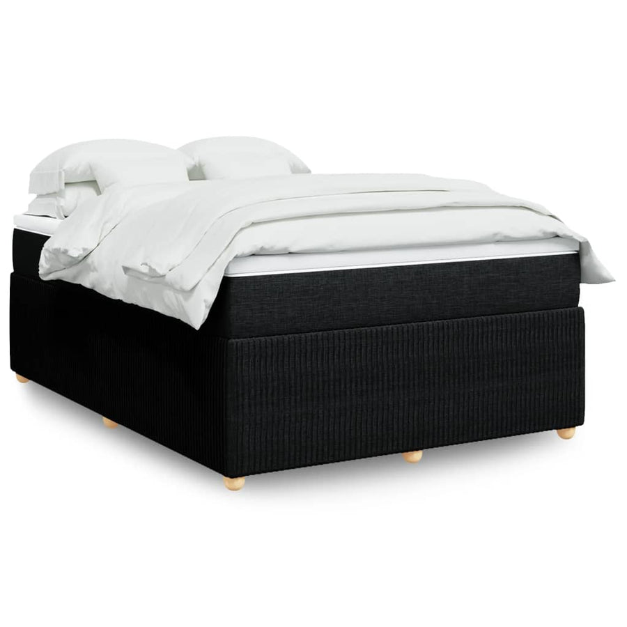 Boxspring met matras stof zwart 140x200 cm