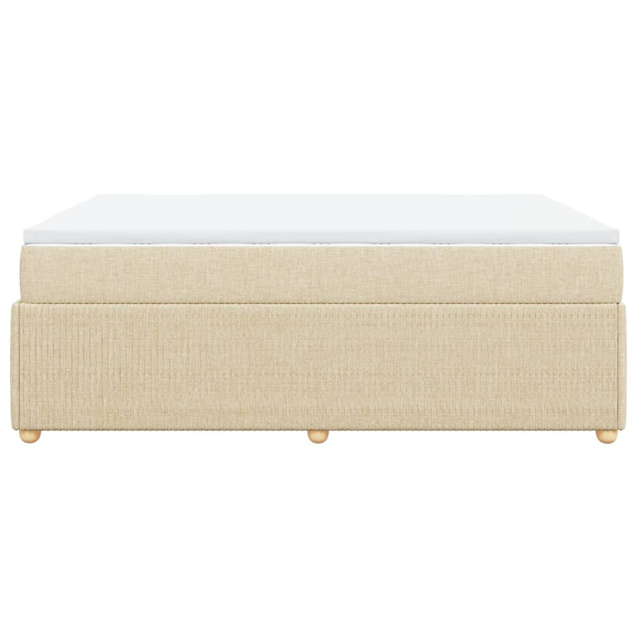 Boxspring met matras stof crèmekleurig 140x200 cm