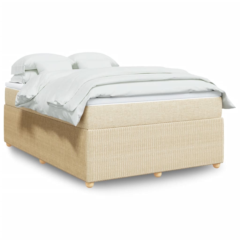 Boxspring met matras stof crèmekleurig 140x200 cm