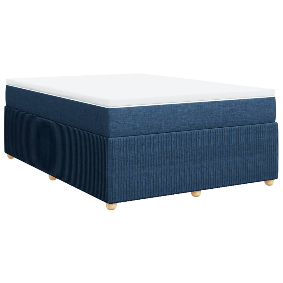 Boxspring met matras stof blauw 140x200 cm