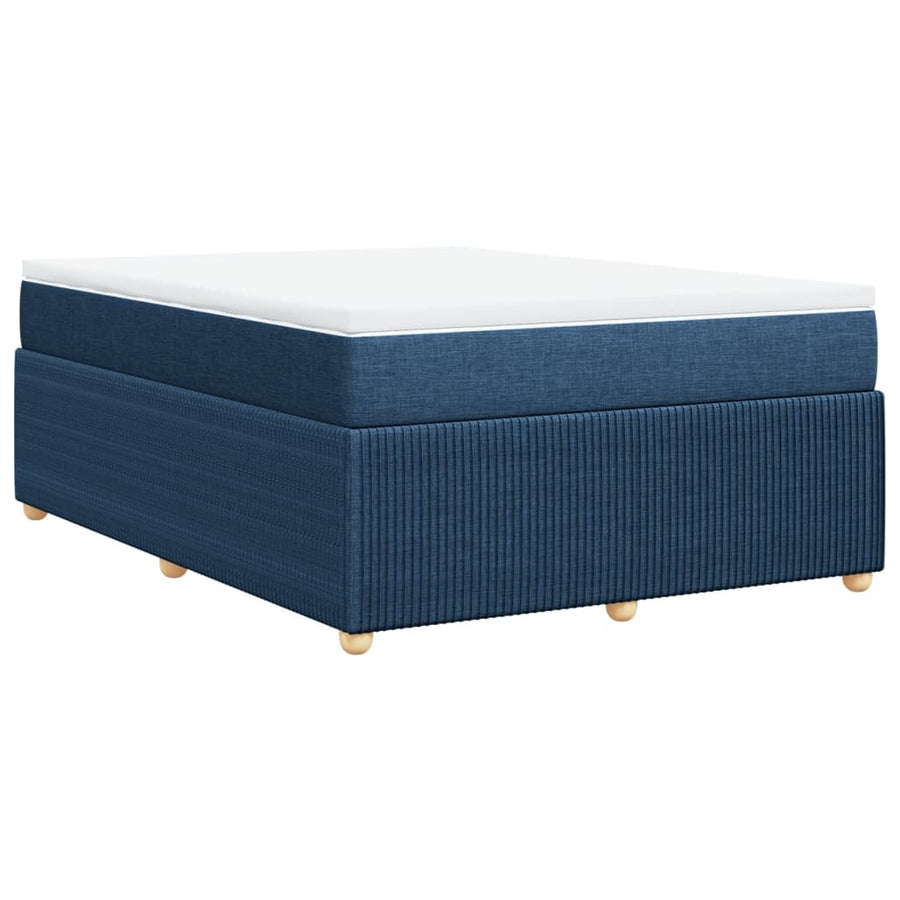 Boxspring met matras stof blauw 140x200 cm