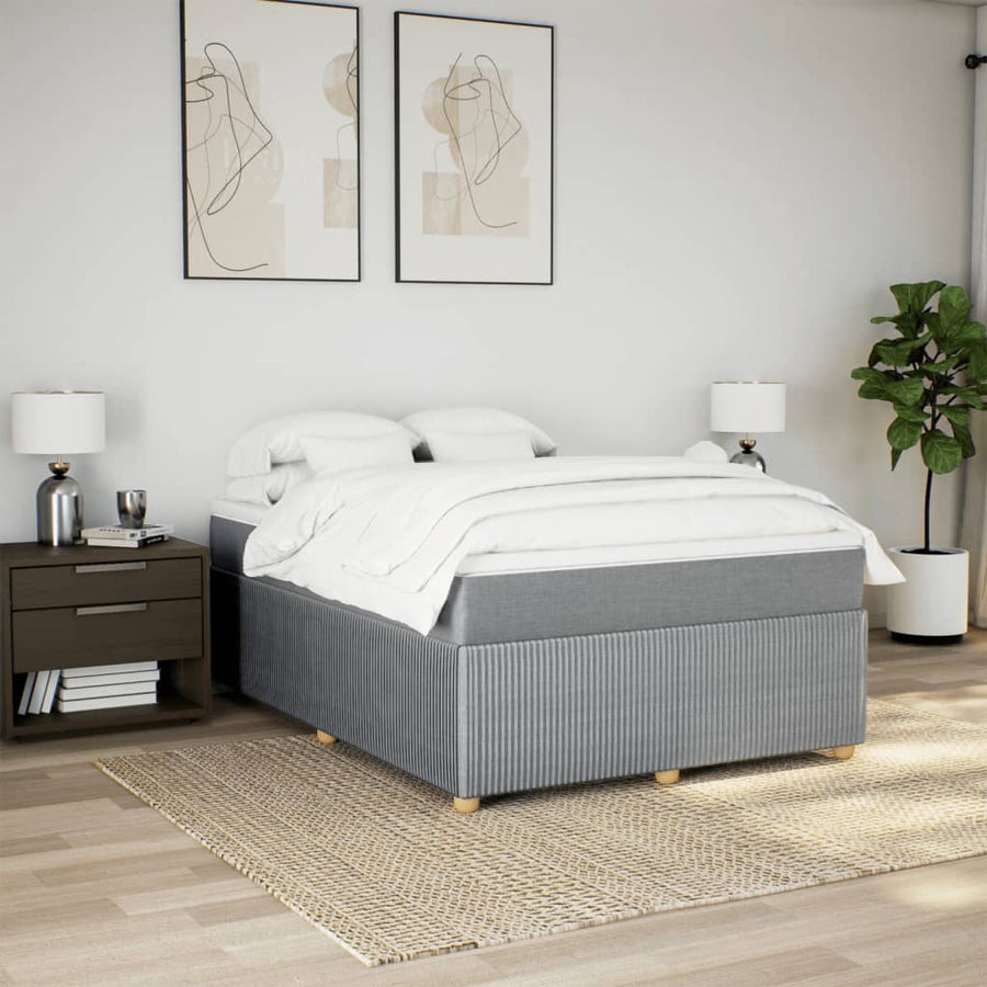 Boxspring met matras stof lichtgrijs 160x200 cm