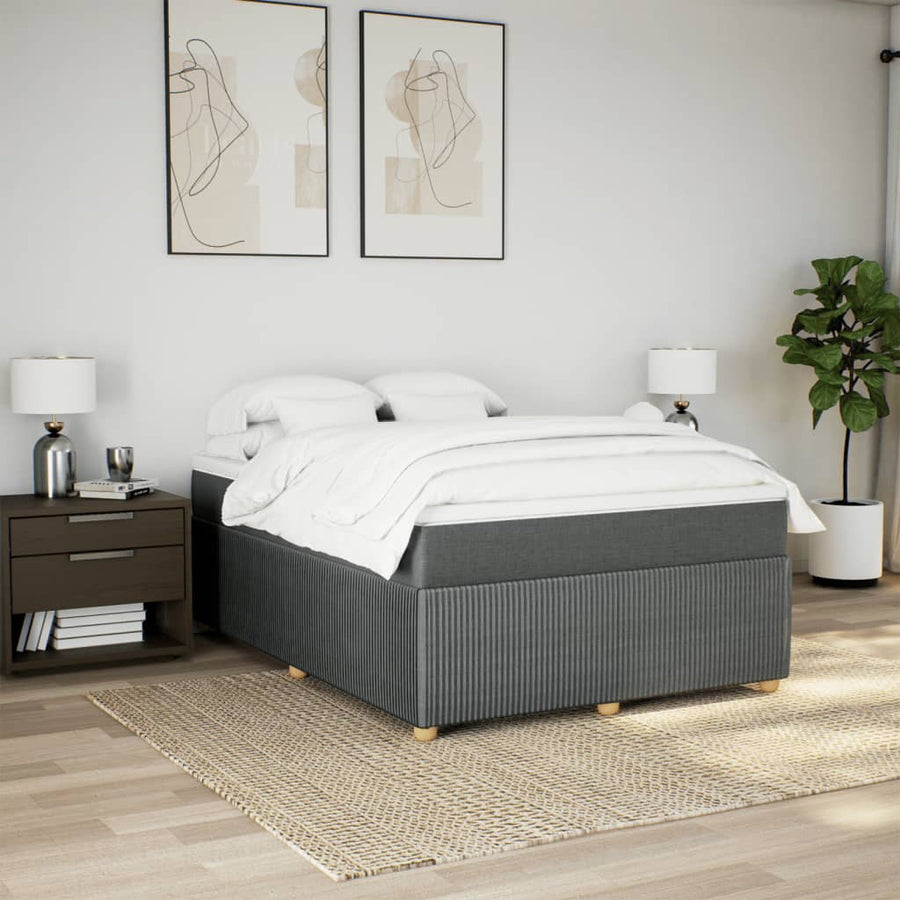 Boxspring met matras stof donkergrijs 160x200 cm