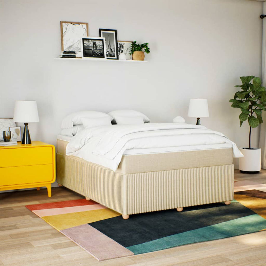 Boxspring met matras stof crèmekleurig 160x200 cm