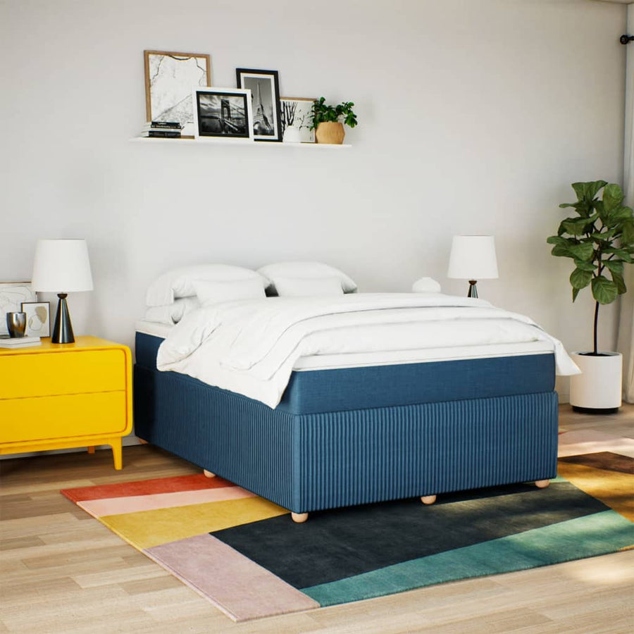 Boxspring met matras stof blauw 160x200 cm