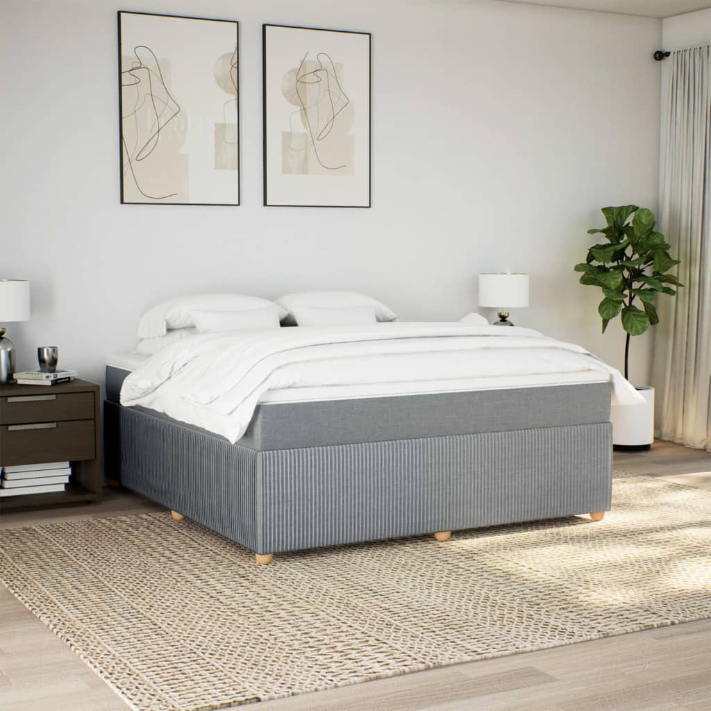 Boxspring met matras stof lichtgrijs 180x200 cm