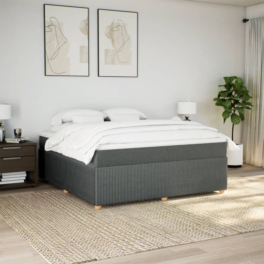Boxspring met matras stof donkergrijs 180x200 cm