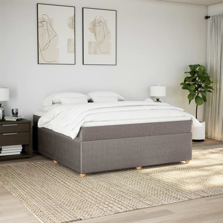 Boxspring met matras stof taupe 180x200 cm