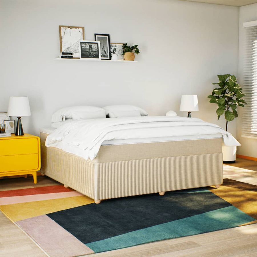 Boxspring met matras stof crèmekleurig 180x200 cm