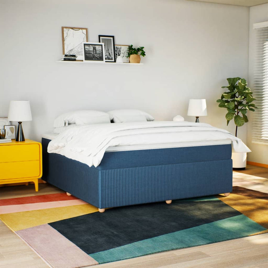 Boxspring met matras stof blauw 180x200 cm