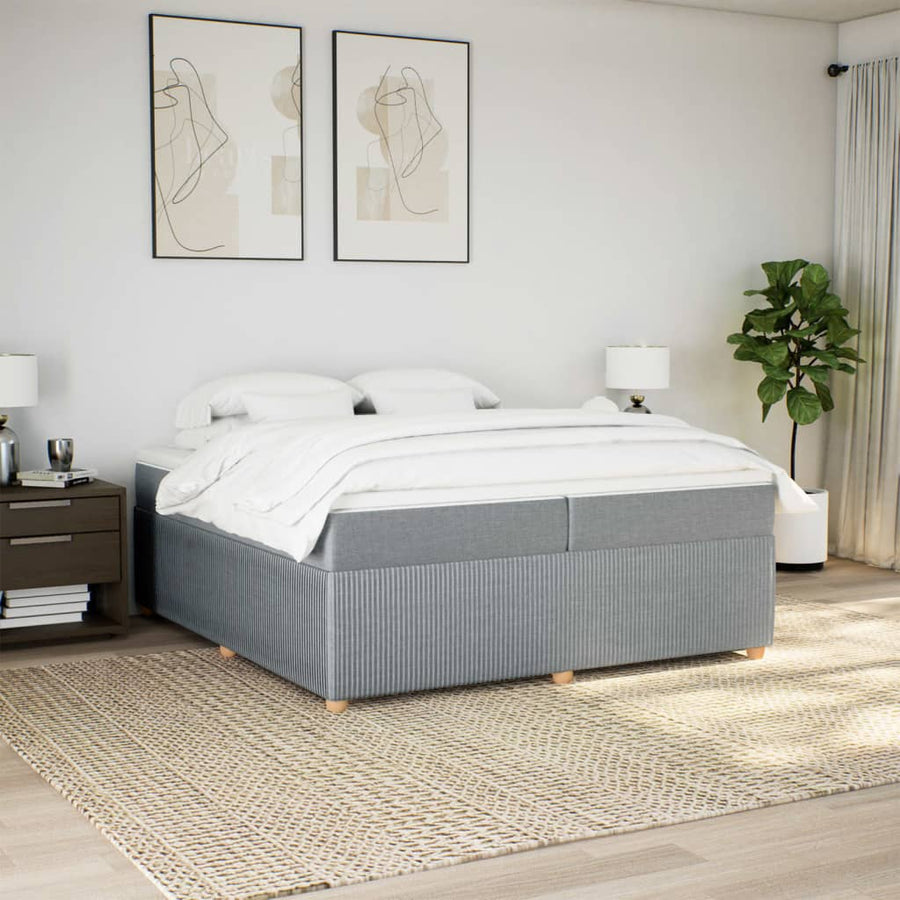 Boxspring met matras stof lichtgrijs 200x200 cm