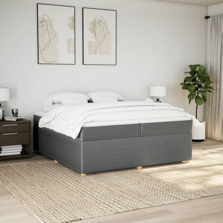 Boxspring met matras stof donkergrijs 200x200 cm