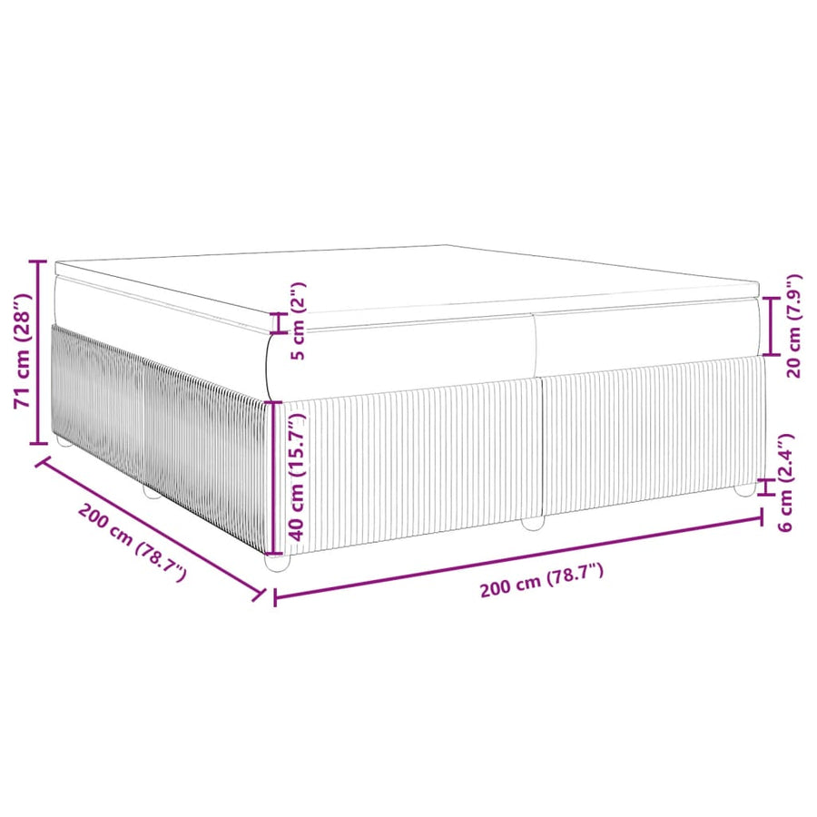Boxspring met matras stof donkergrijs 200x200 cm