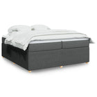 Box spring with dark gray fabric mattress 200x200 cm