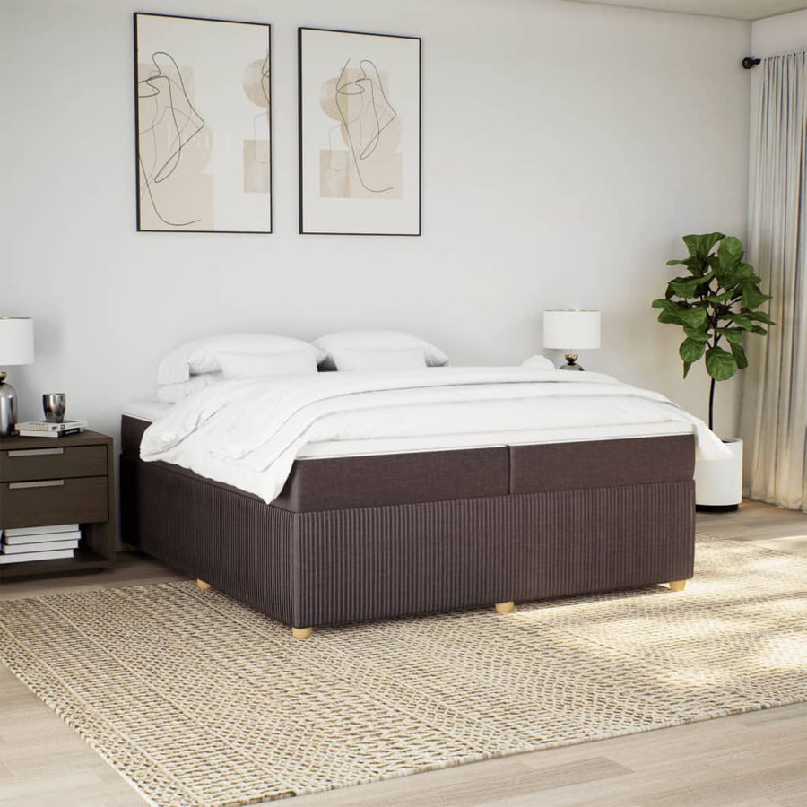 Boxspring met matras stof donkerbruin 200x200 cm