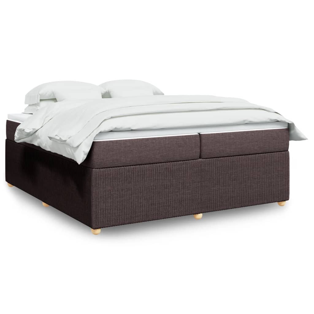 Boxspring met matras stof donkerbruin 200x200 cm