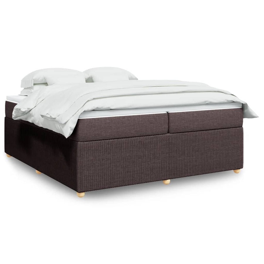 Boxspring met matras stof donkerbruin 200x200 cm