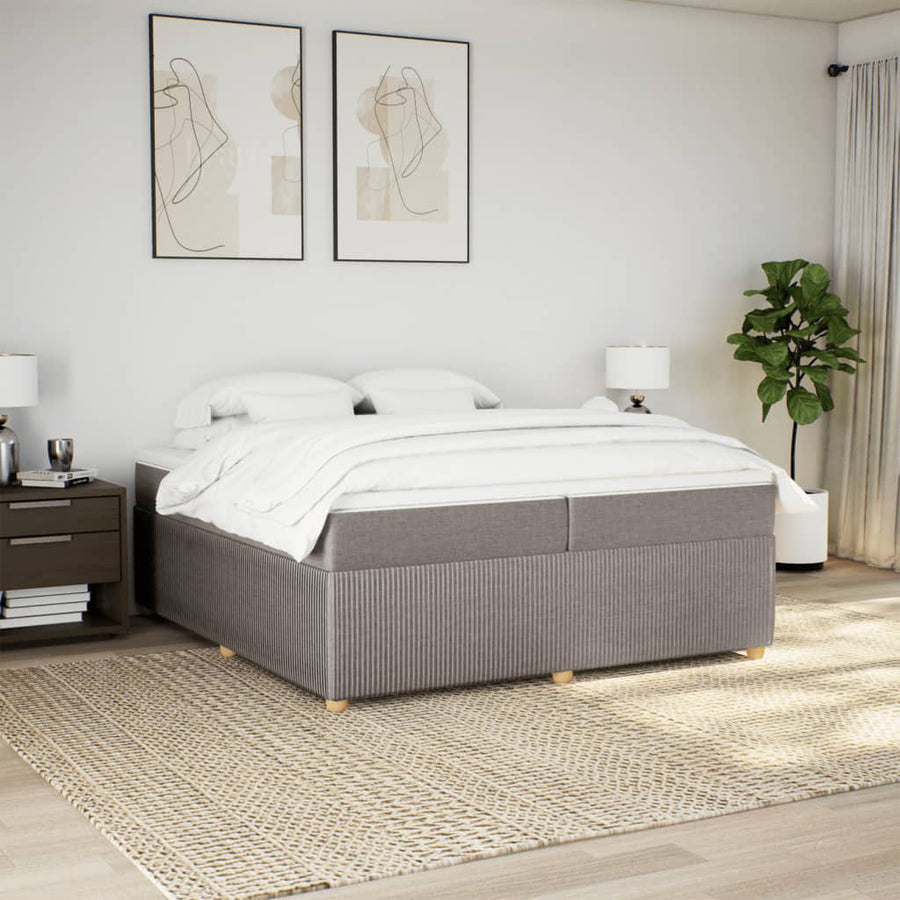 Boxspring met matras stof taupe 200x200 cm