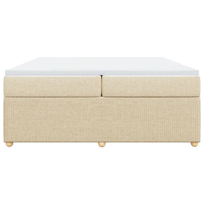 Boxspring met matras stof crèmekleurig 200x200 cm