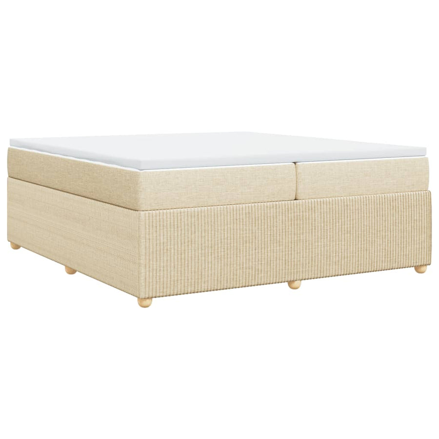 Boxspring met matras stof crèmekleurig 200x200 cm