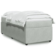 Box spring with velvet light gray mattress 80x200 cm